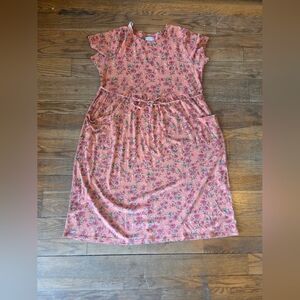 White Stag Pink Floral Drawstring Waist Dress